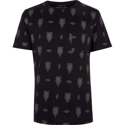 Navy geometric print t-shirt